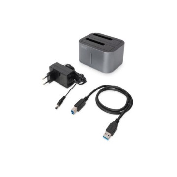 STAZIONE DOCKING DOPPIA USB 3.0 SATA 6G PER SATA HDD 2.5/3.5", FUNZIONE CLONE, ALIMENTATORE 12V/3A