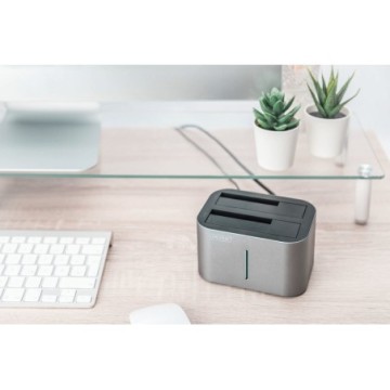 STAZIONE DOCKING DOPPIA USB 3.0 SATA 6G PER SATA HDD 2.5/3.5", FUNZIONE CLONE, ALIMENTATORE 12V/3A