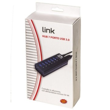 HUB 7 PORTE USB 3.0 IN ALLUMINIO CON ALIMENTATORE