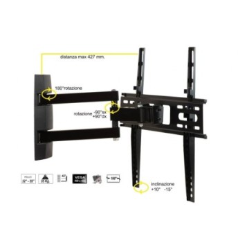 STAFFA A MURO SUPPORTO TV 32"-55" LED/LCD FINO A 35 KG A TRE SNODI