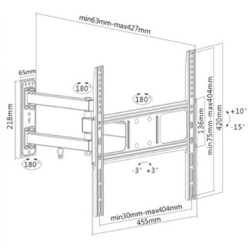 STAFFA A MURO SUPPORTO TV 32"-55" LED/LCD FINO A 35 KG A TRE SNODI